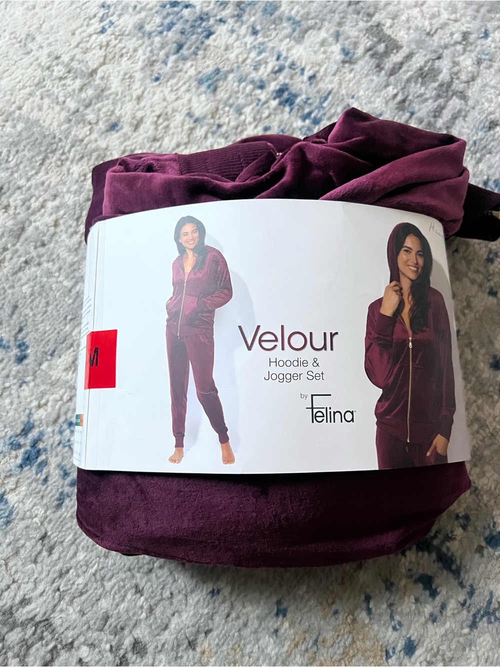 Felina Velour Hoodie & Jogger Set - Plum